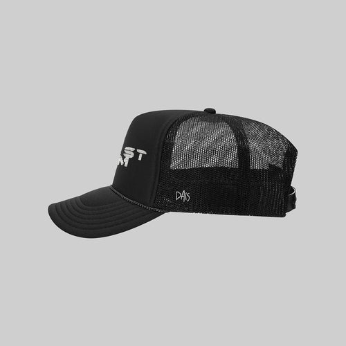 Purest Form trucker hat, with Dais logo, side view