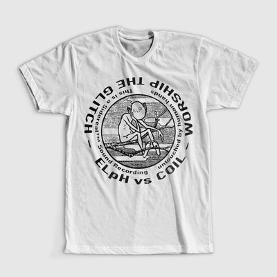Worship The Glitch Black-on-White T-Shirt by Coil