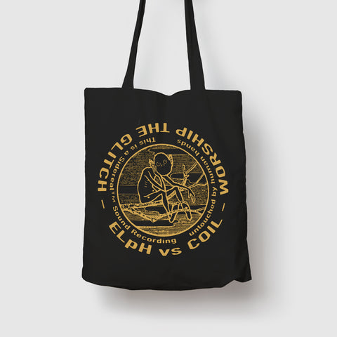 Worship The Glitch Gold-on-Black Tote Bag